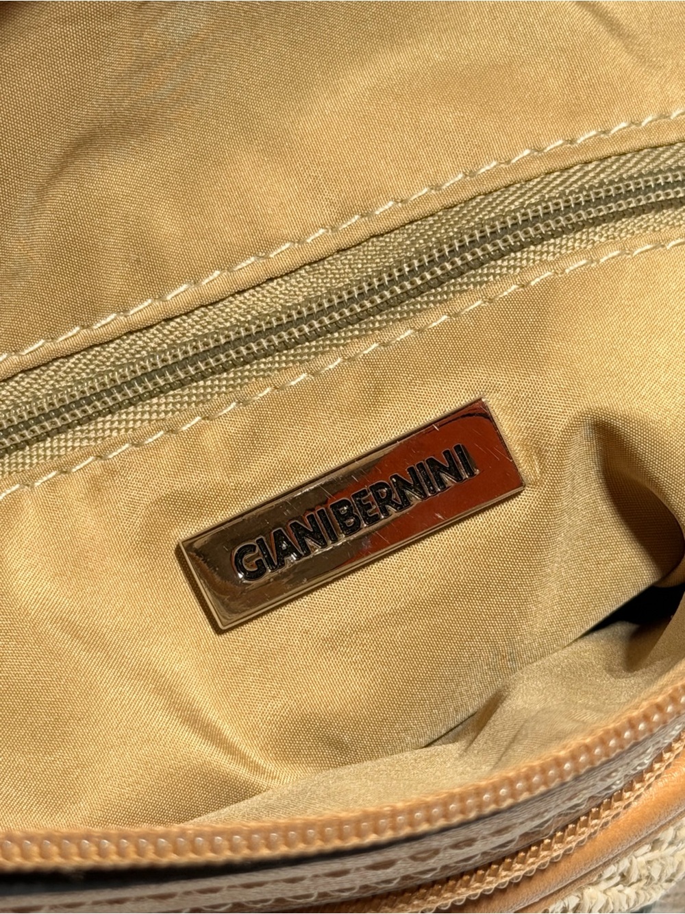 Gianni Bini Patchwork Crossbody in Peach, Cream & Tan - Picture 9 of 12